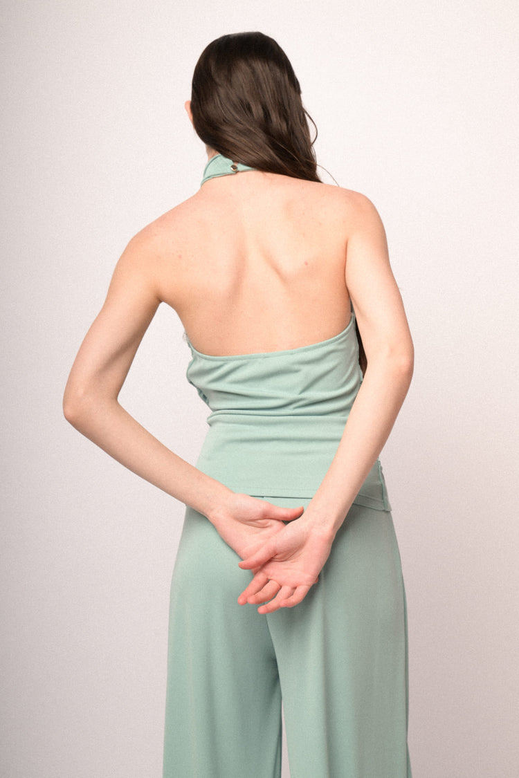 Top halter gioiello verde acqua