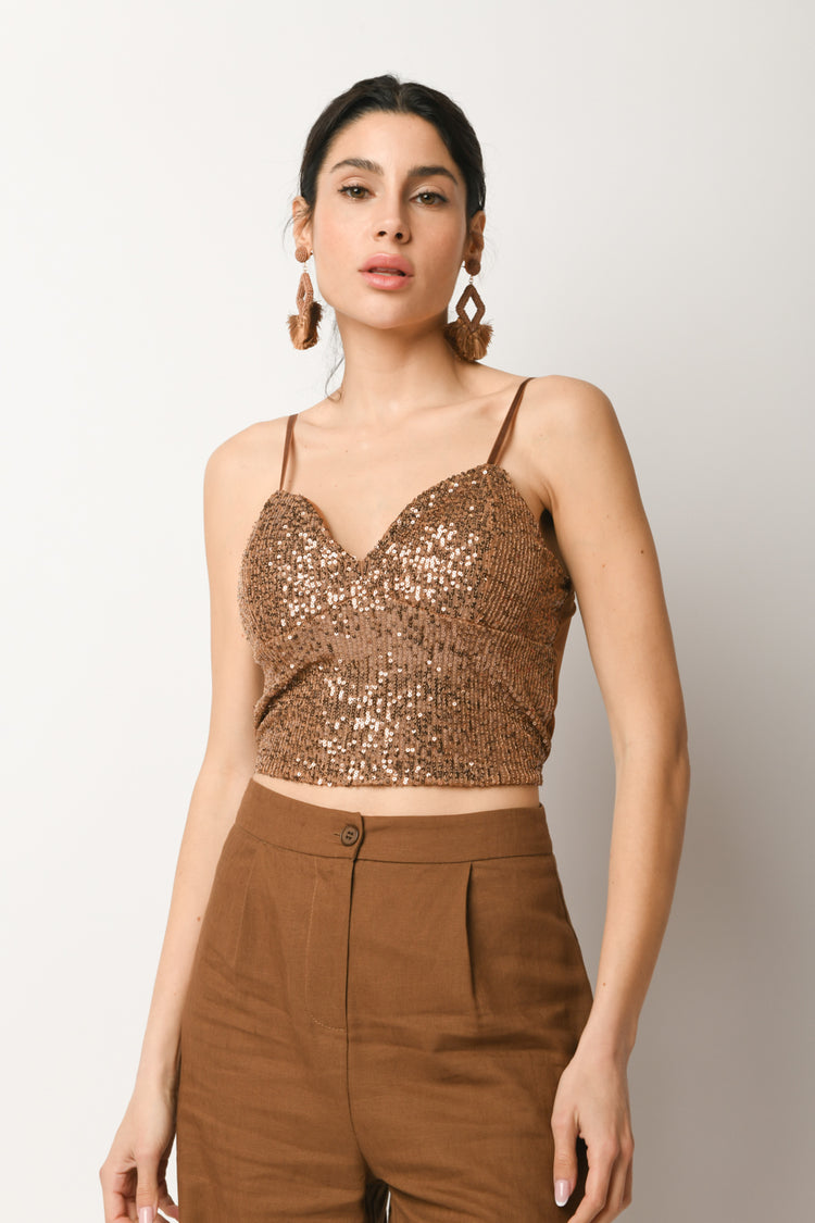 Top crop con paillettes