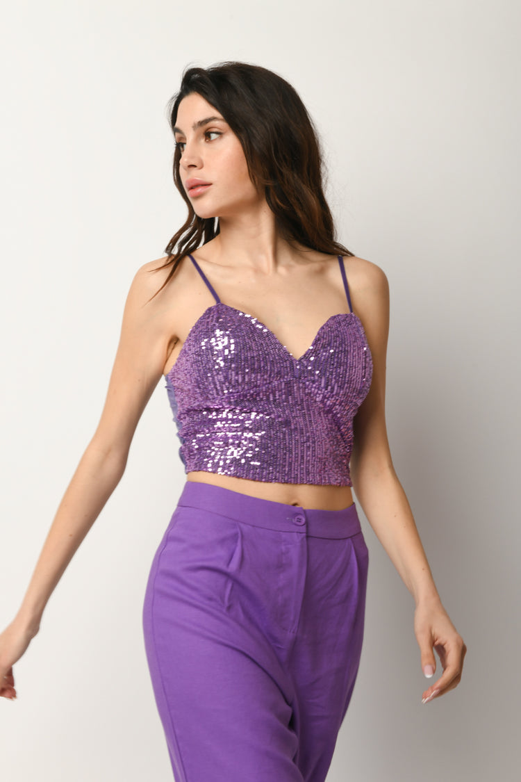 Top crop con paillettes
