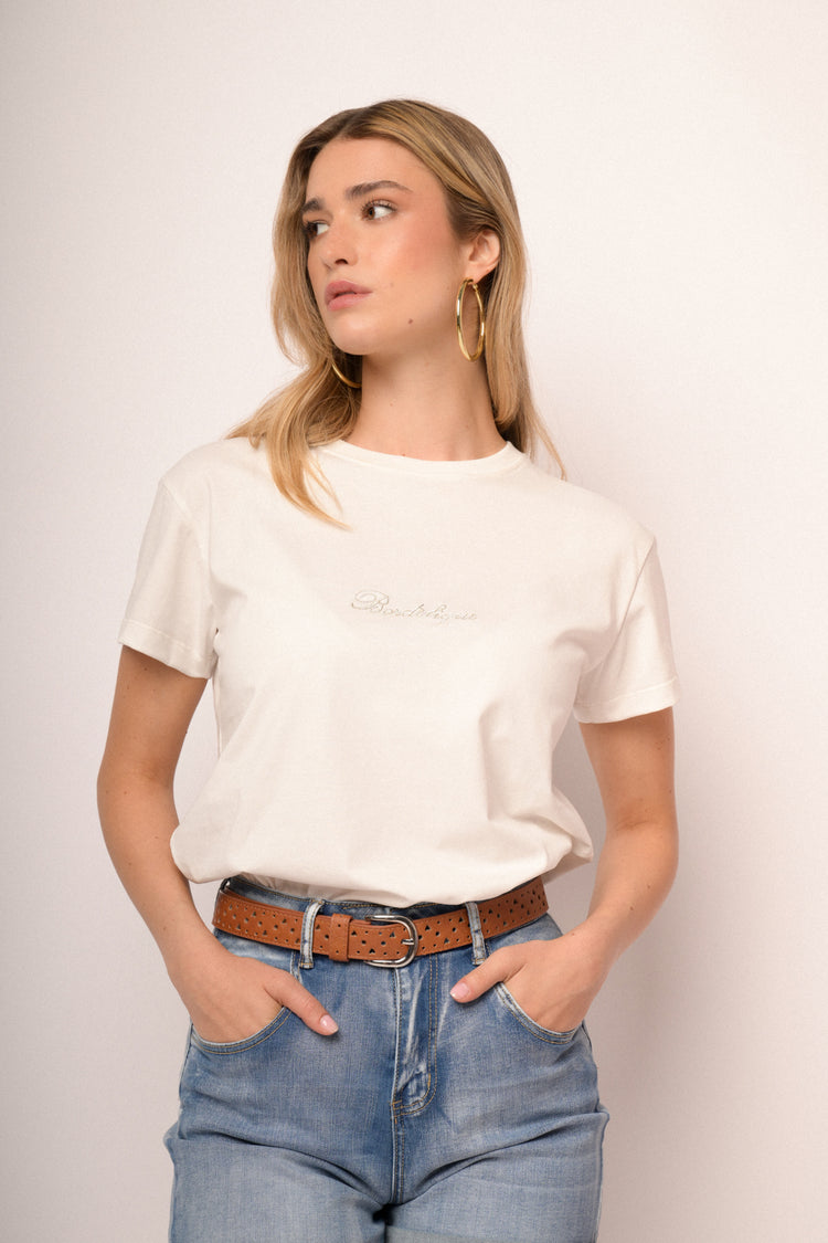 T-shirt Bordèlique in cotone bianco