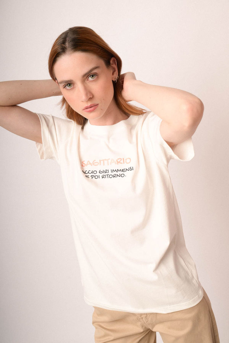T shirt Sagittario in cotone bianco