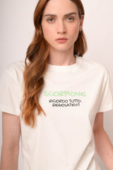 T shirt Scorpione in cotone bianco