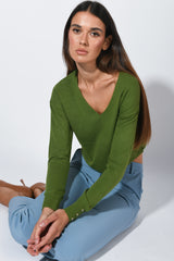 Pull crop con scollo a V