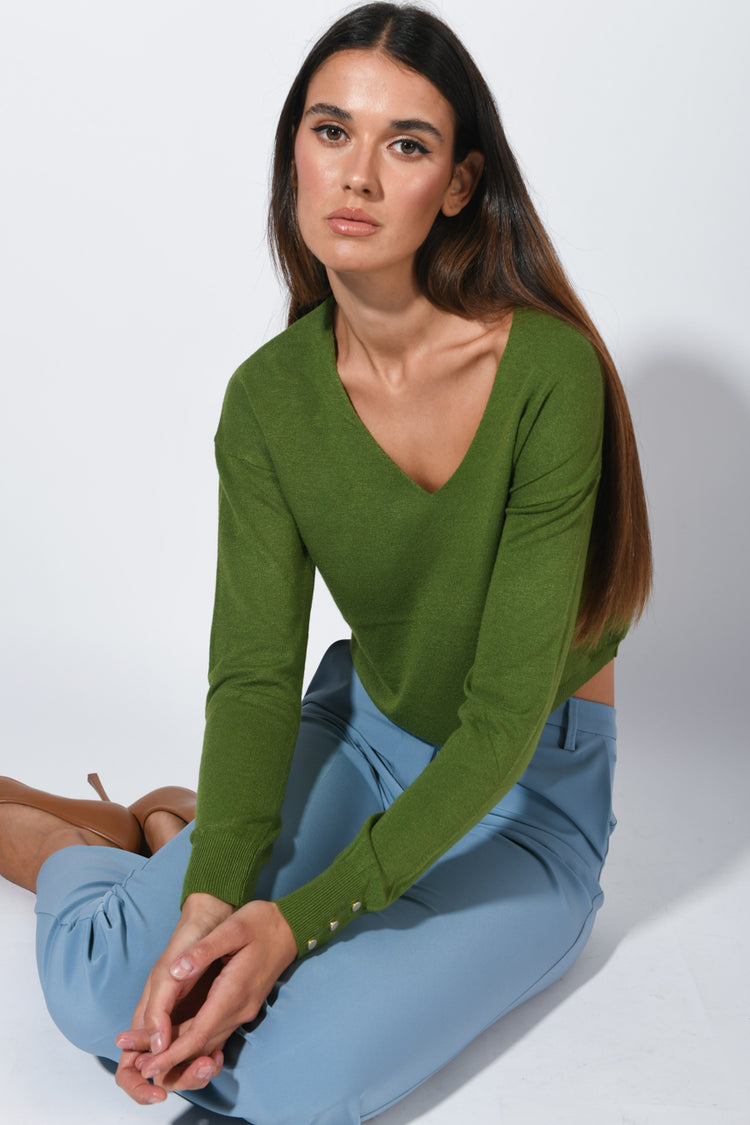 Pull crop con scollo a V