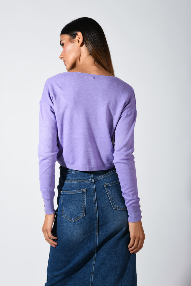 Pull crop con scollo a V