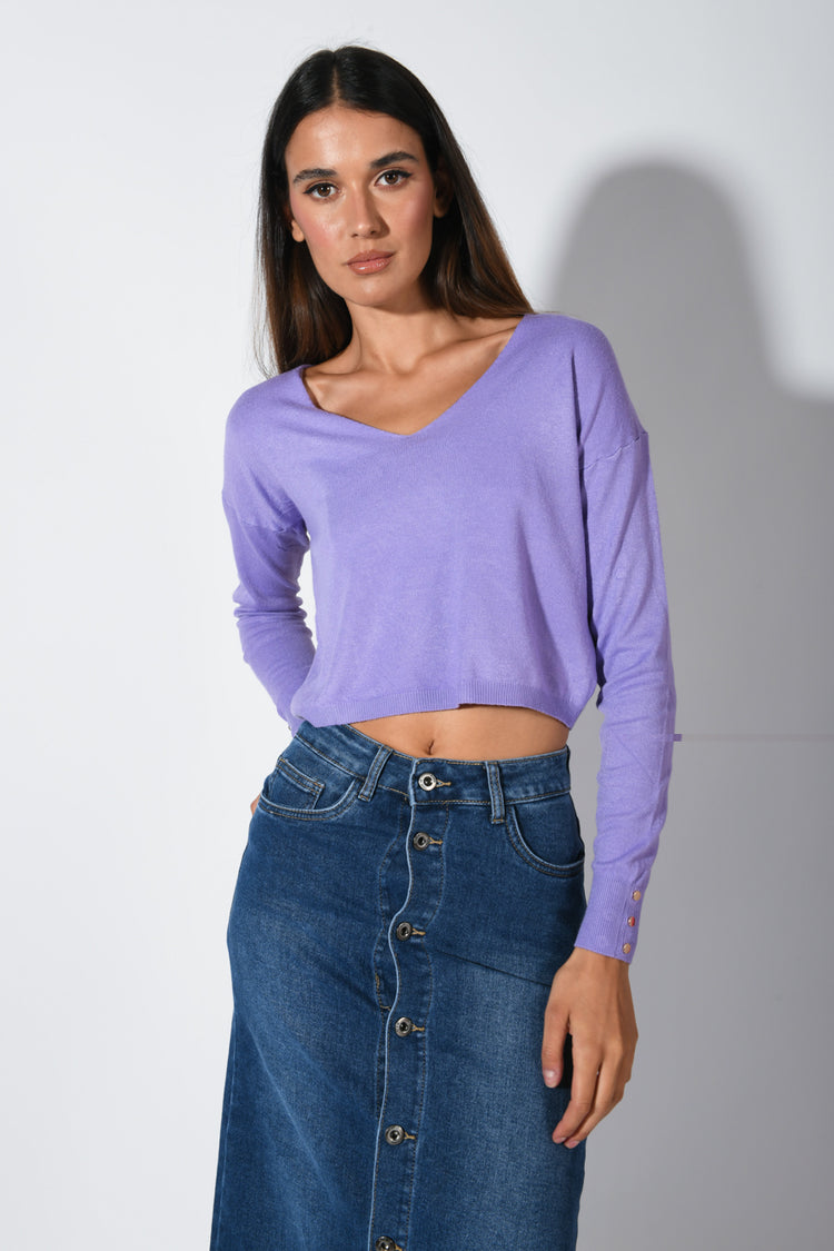 Pull crop con scollo a V