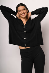 Cardigan oversize con bottoni gioiello
