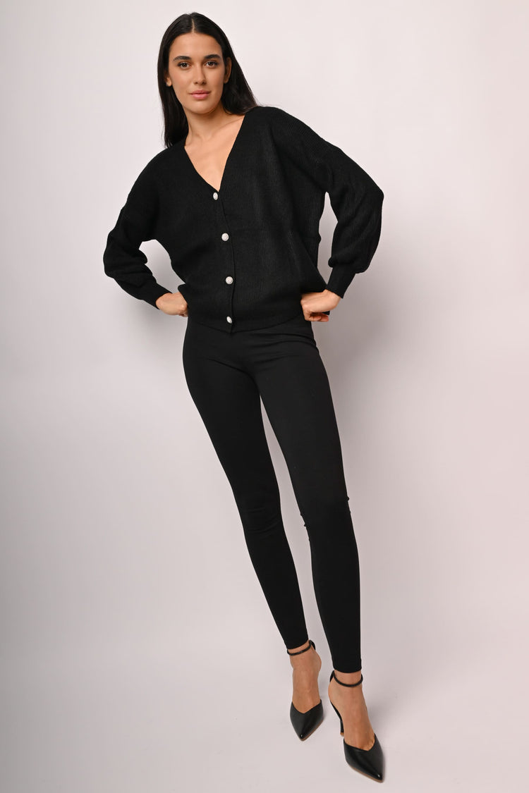 Cardigan oversize con bottoni gioiello