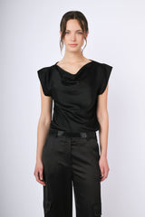 Top con scollo drappeggiato