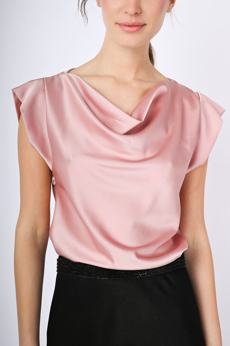 Top con scollo drappeggiato