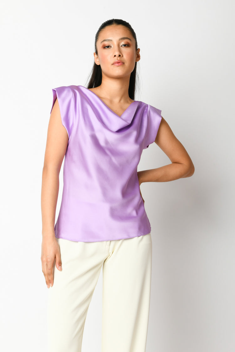 Top drappeggiato in raso