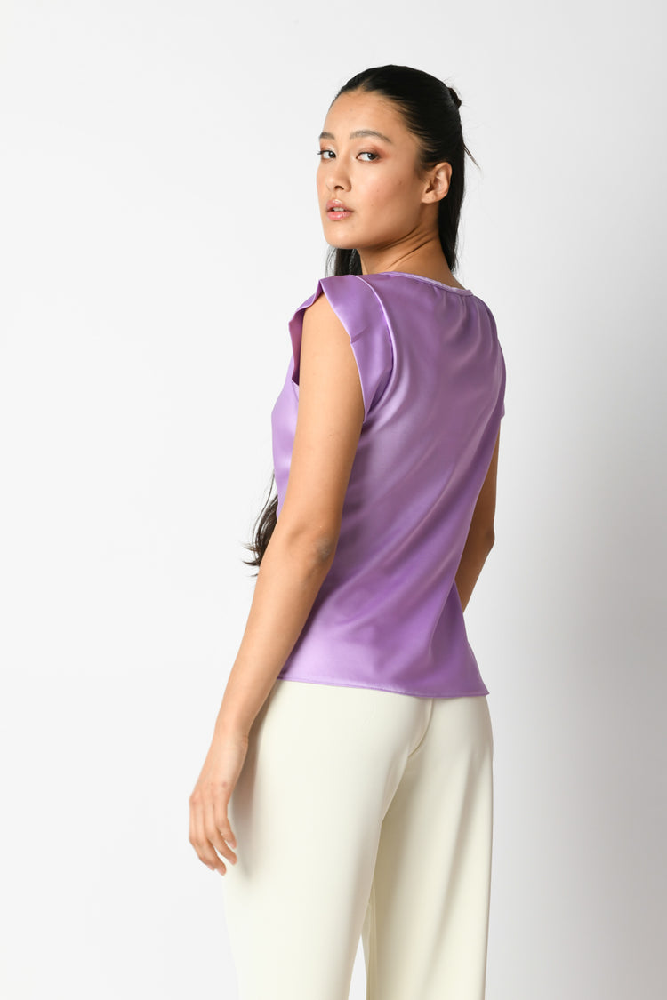 Top drappeggiato in raso