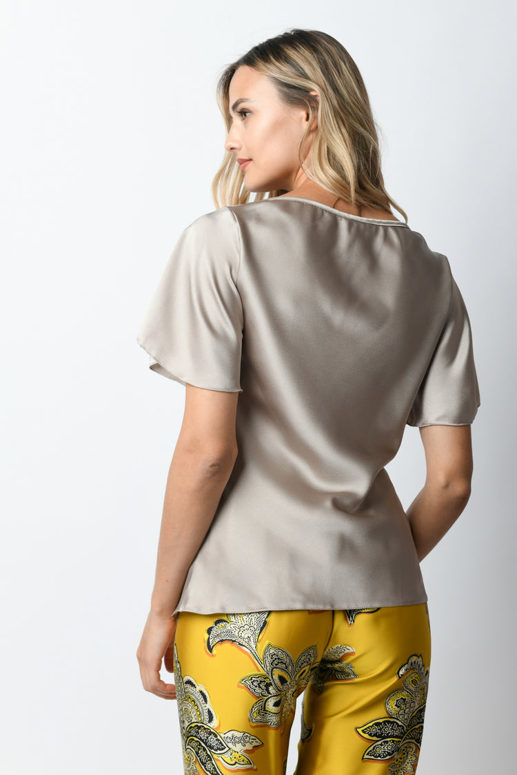 Top in raso drappeggiato