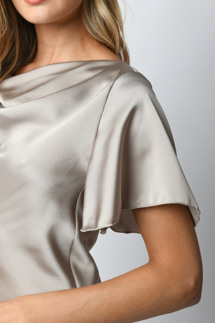 Top in raso drappeggiato