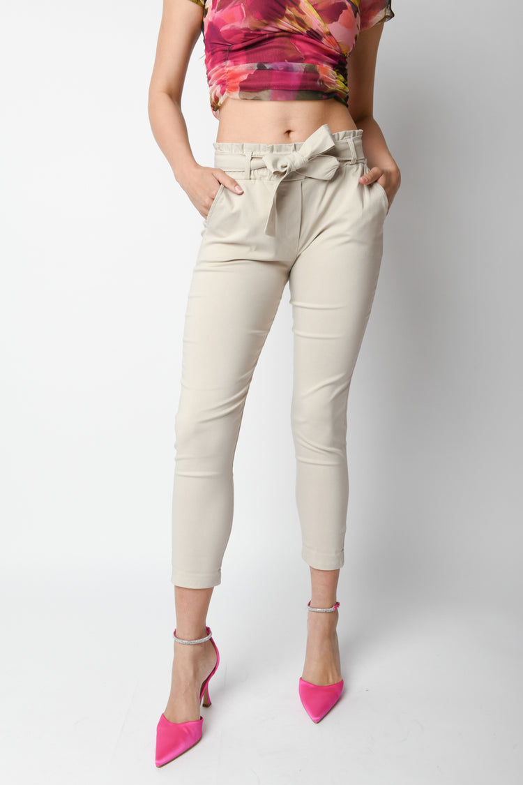 Pantaloni misto viscosa con cintura