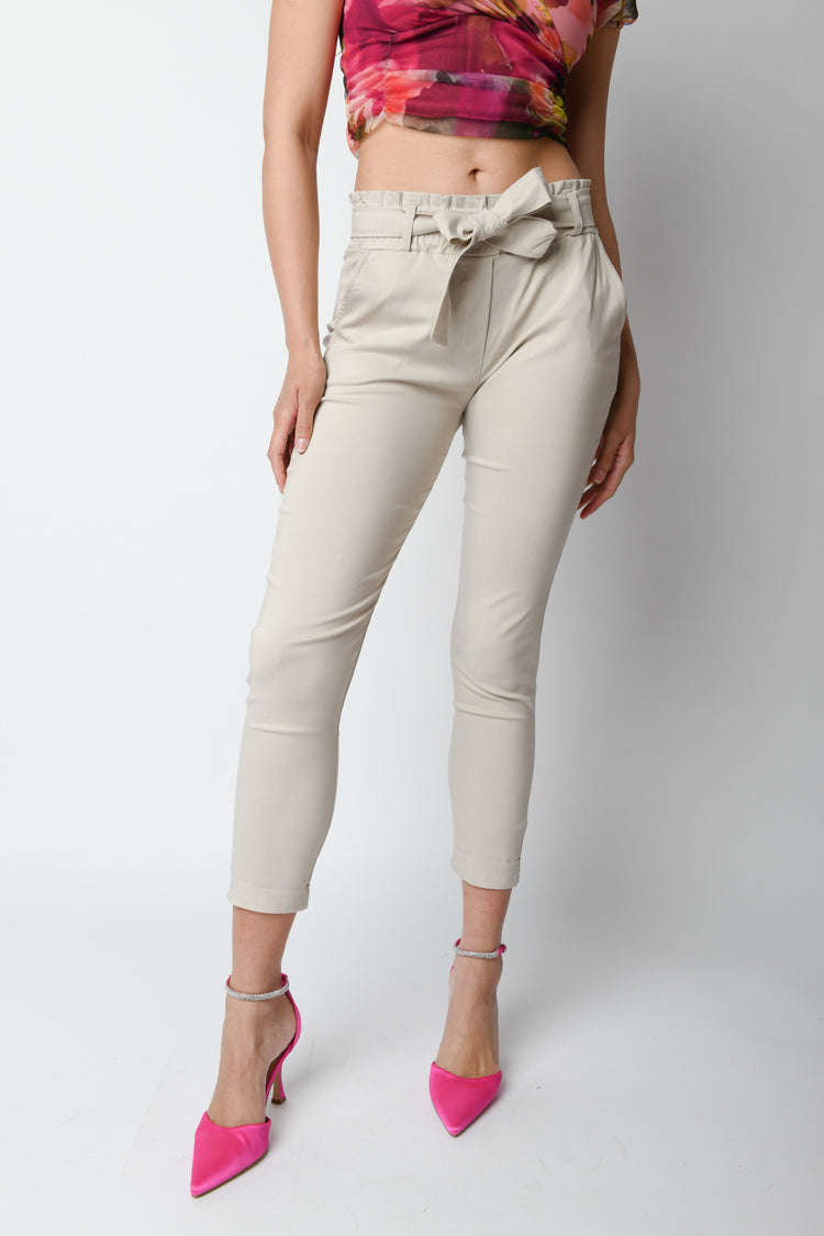 Pantaloni misto viscosa con cintura