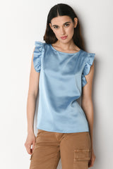 Top in raso con volants