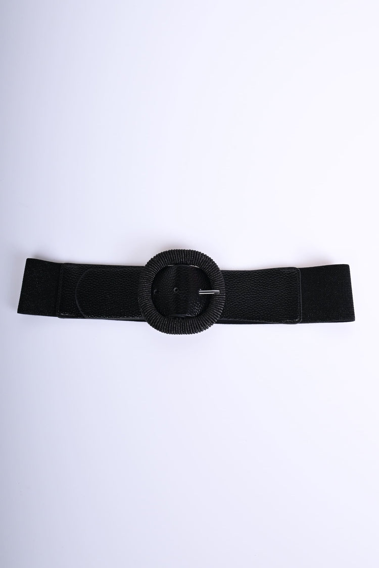 Cintura elastica alta con fibbia tonda