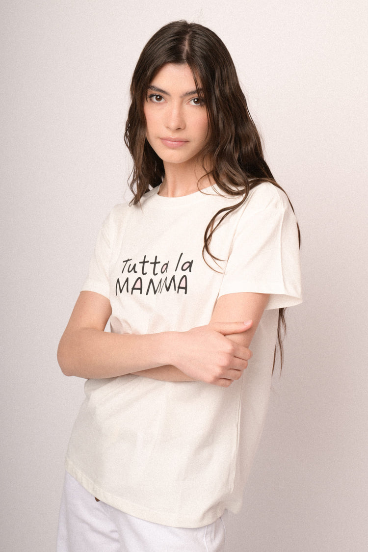 T-shirt in cotone bianco con scritta stampata