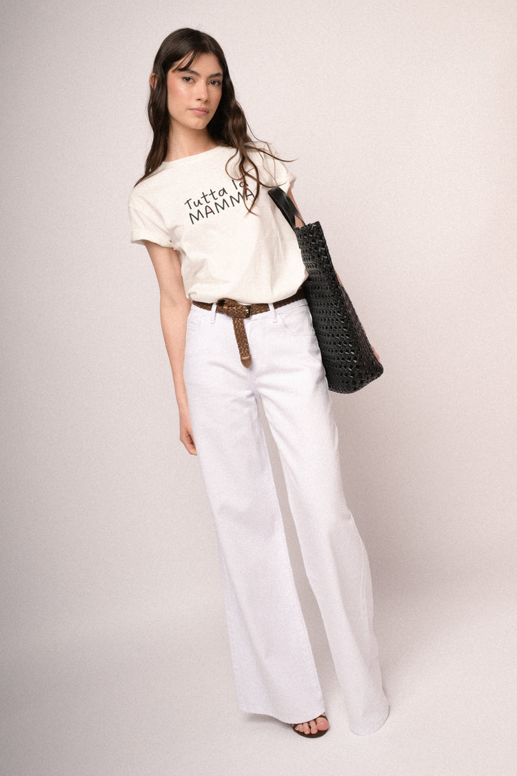 T-shirt in cotone bianco con scritta stampata