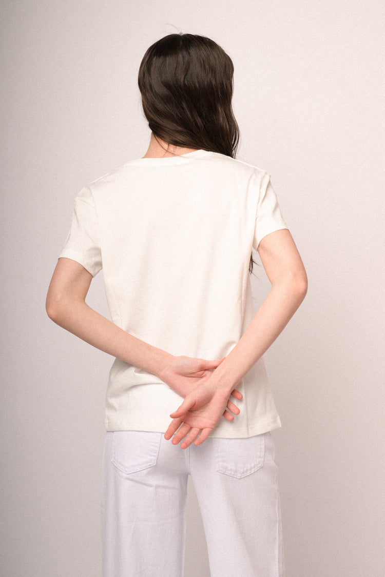 T-shirt in cotone bianco con scritta stampata