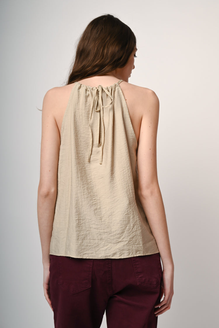 Top con perline in legno