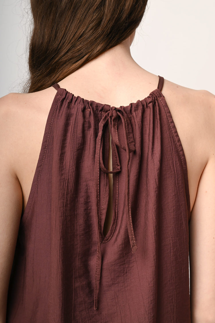 Top con perline in legno
