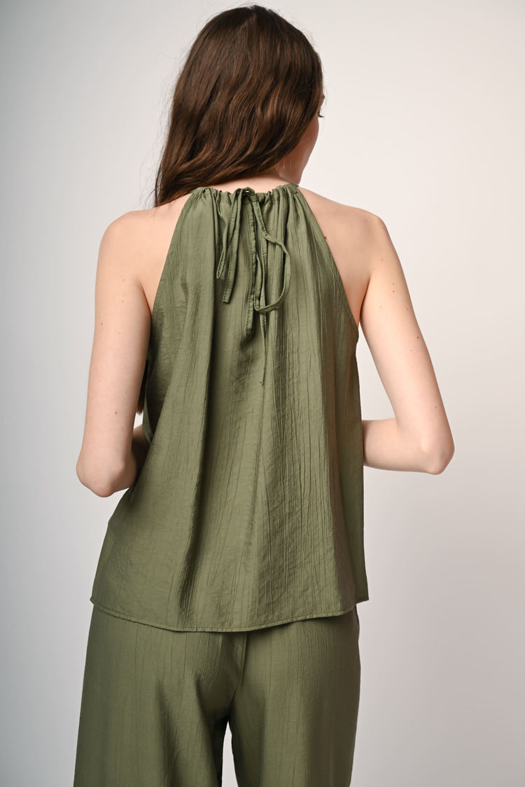 Top con perline in legno