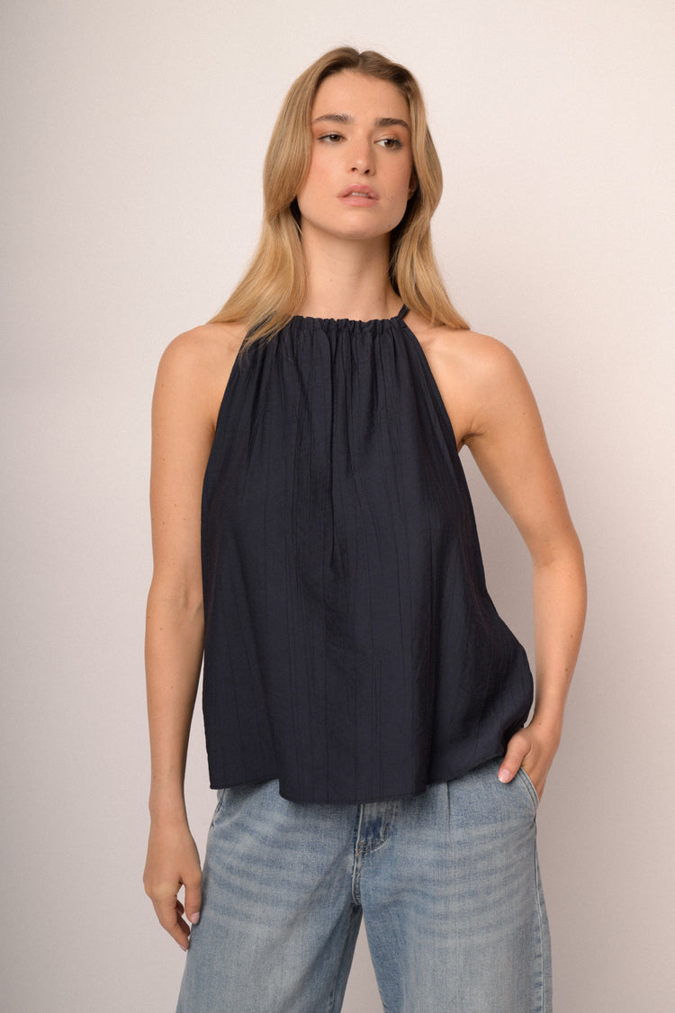 Top allamericana misto viscosa blu notte