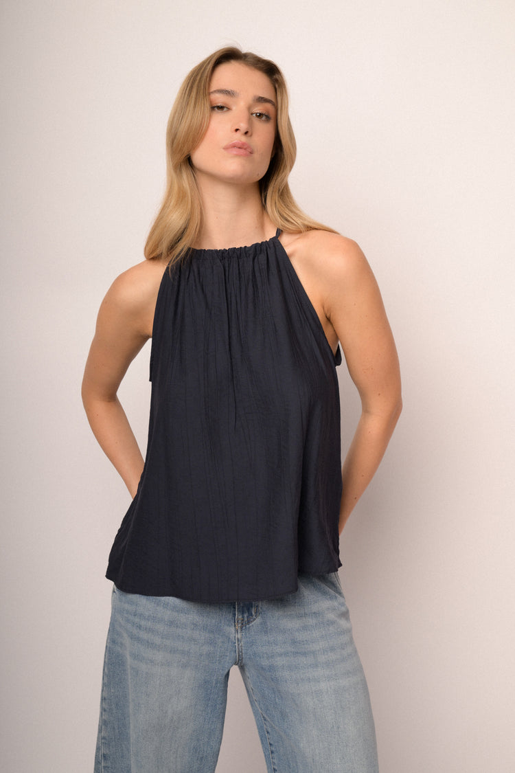 Top allamericana misto viscosa blu notte
