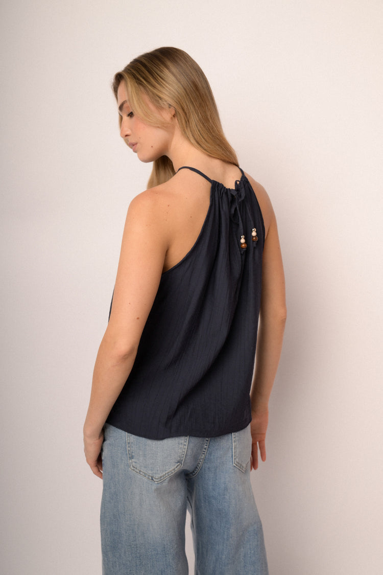 Top allamericana misto viscosa blu notte