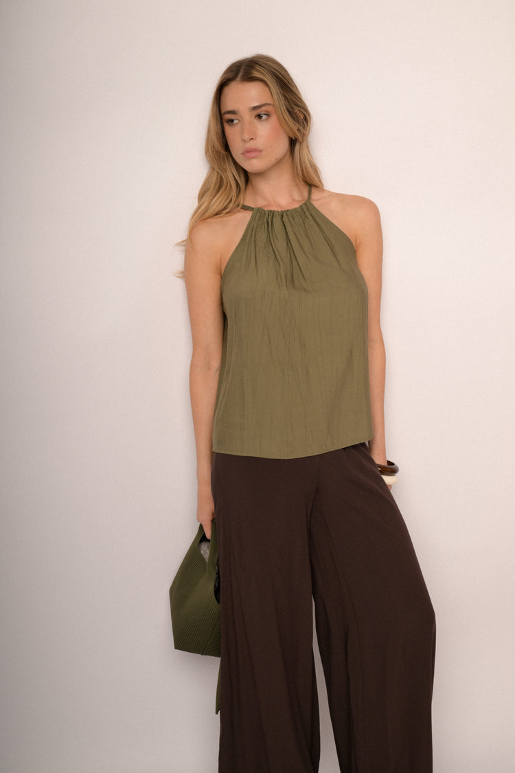 Top allamericana misto viscosa verde oliva