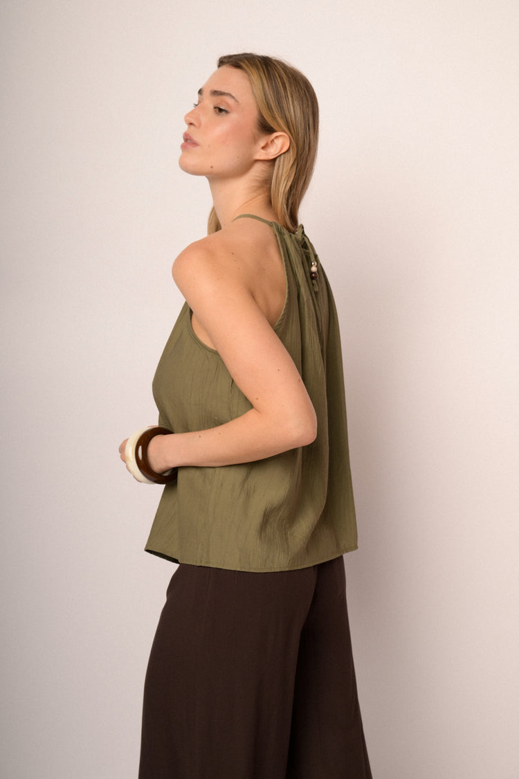 Top allamericana misto viscosa verde oliva