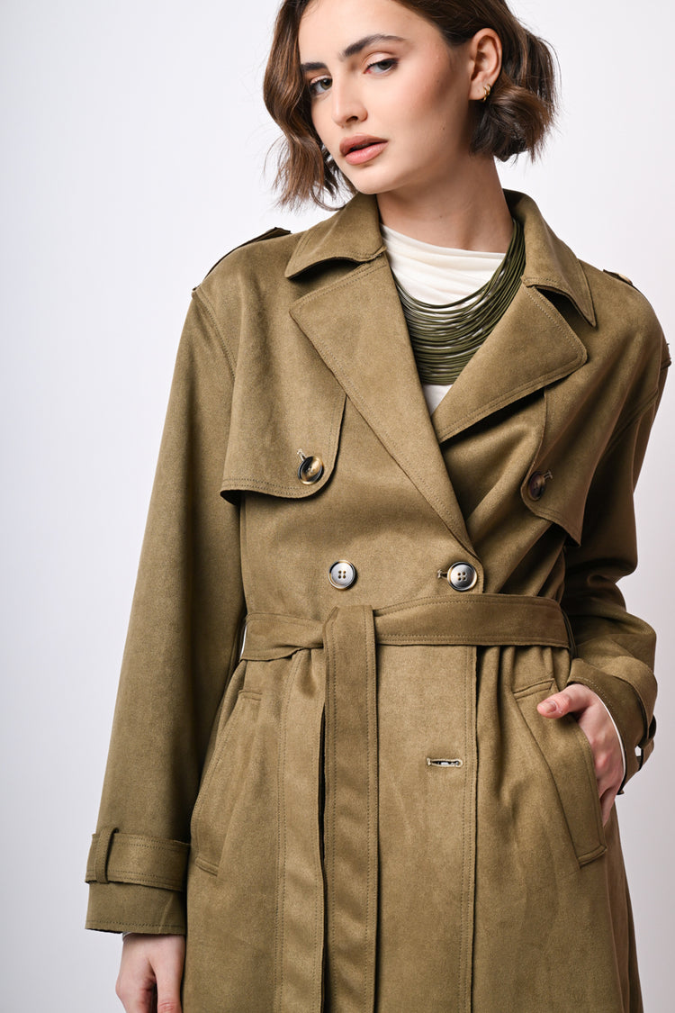Trench in faux suede