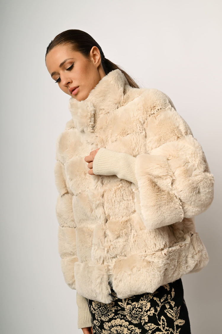 Giacca in faux fur trapuntata