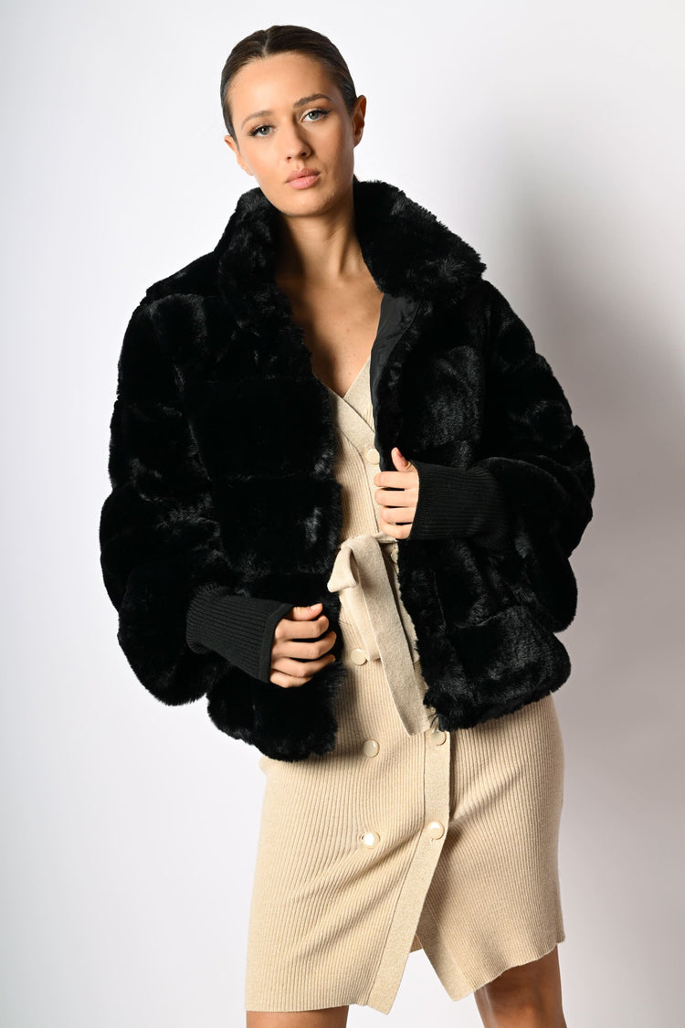 Giacca in faux fur trapuntata