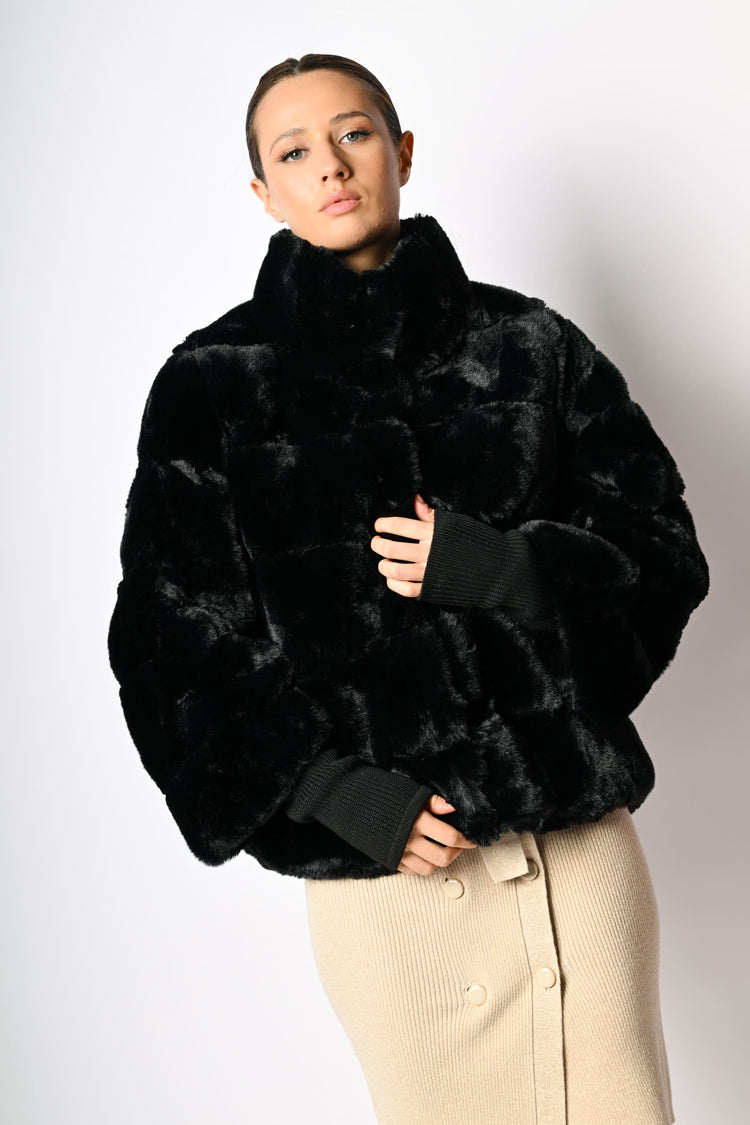 Giacca in faux fur trapuntata