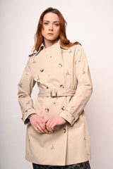 Trench doppiopetto con decorazione strass