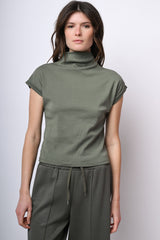 Top in cotone con collo alto