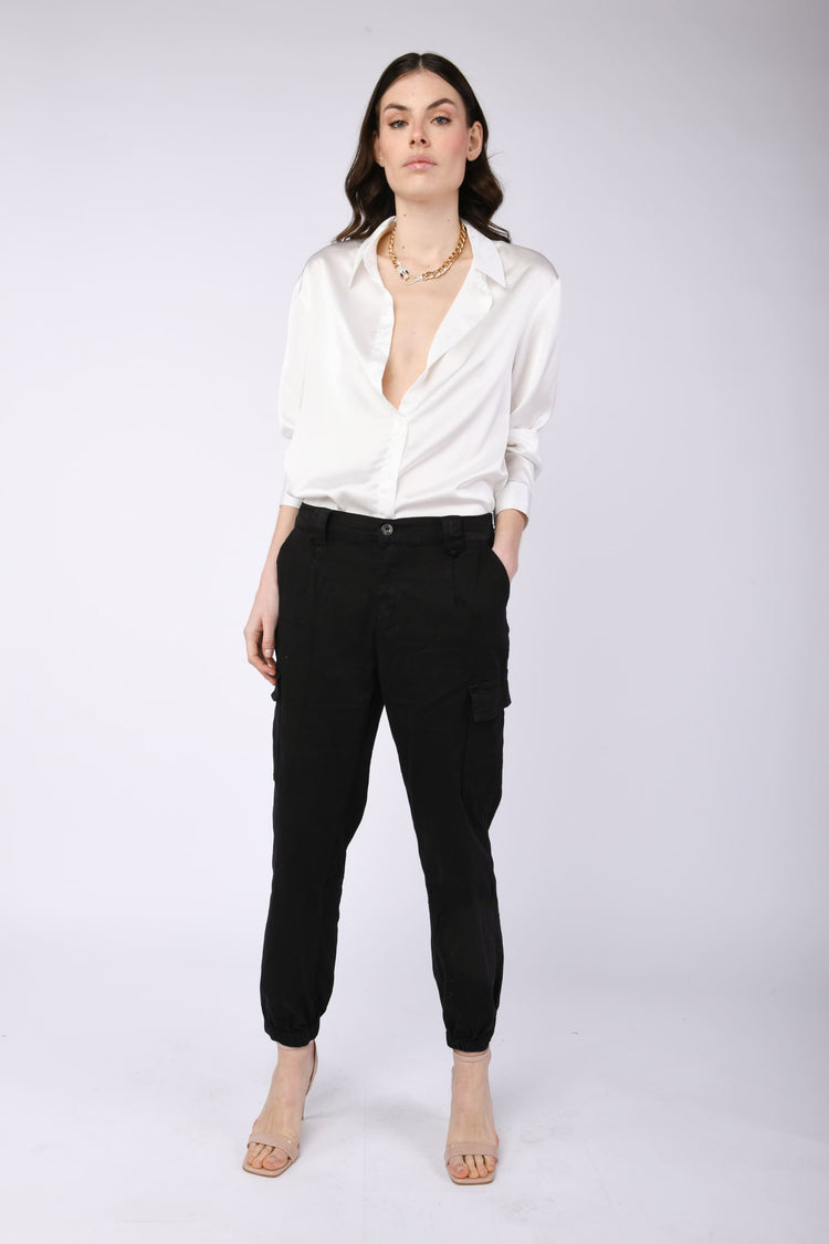 Pantaloni cargo in cotone stretch