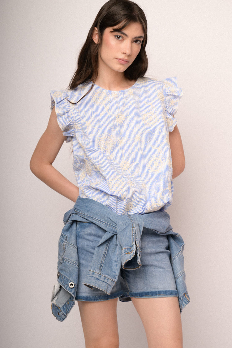 Shorts basic in denim blu