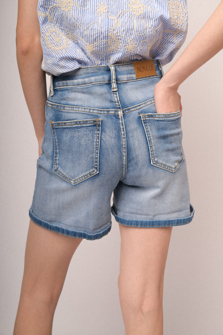 Shorts basic in denim blu