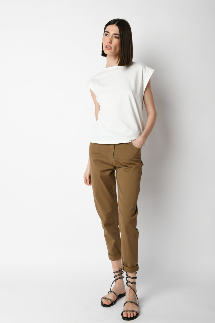 Pantaloni in cotone con cintura