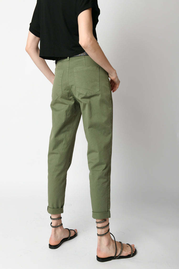 Pantaloni in cotone con cintura