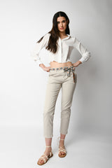 Pantaloni chino con cintura jacquard