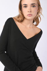 Pull incrociato in maglia lurex