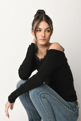 Pull con pizzo e strass
