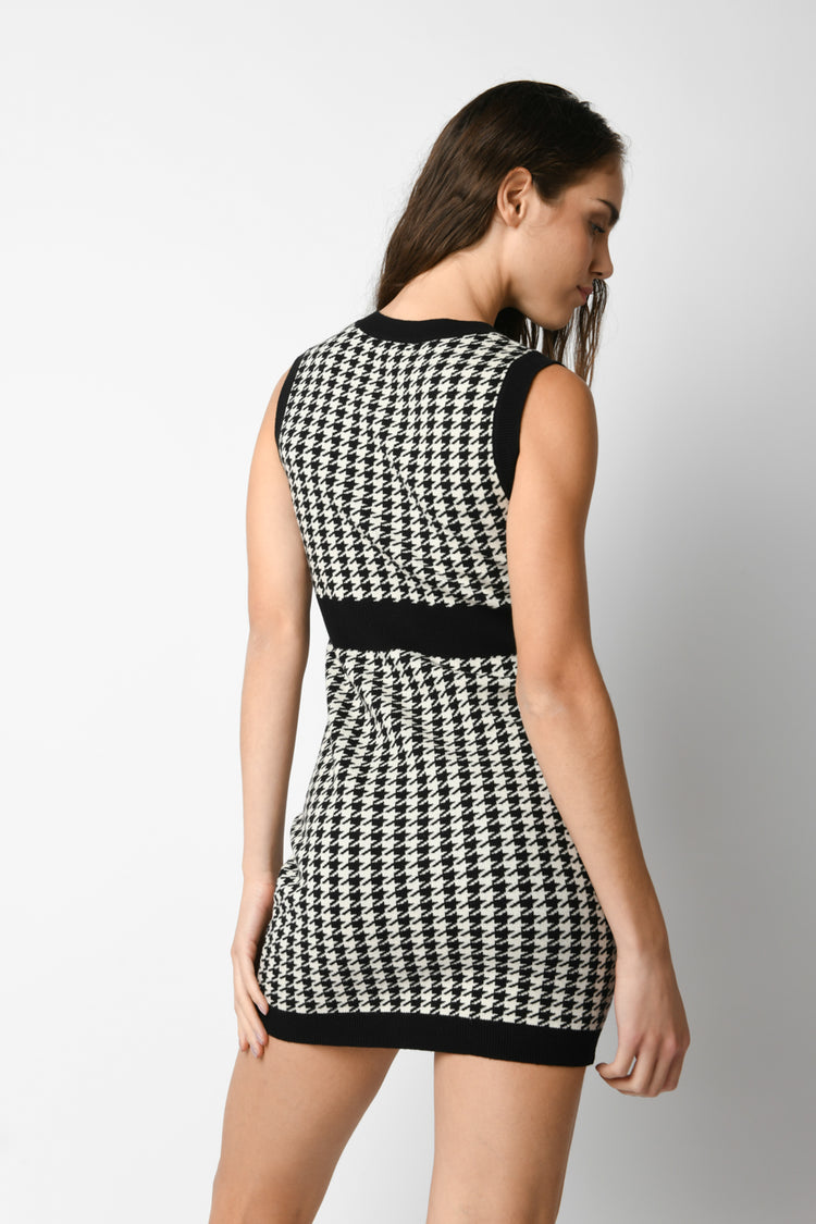 Mini abito pied-de-poule con bottoni