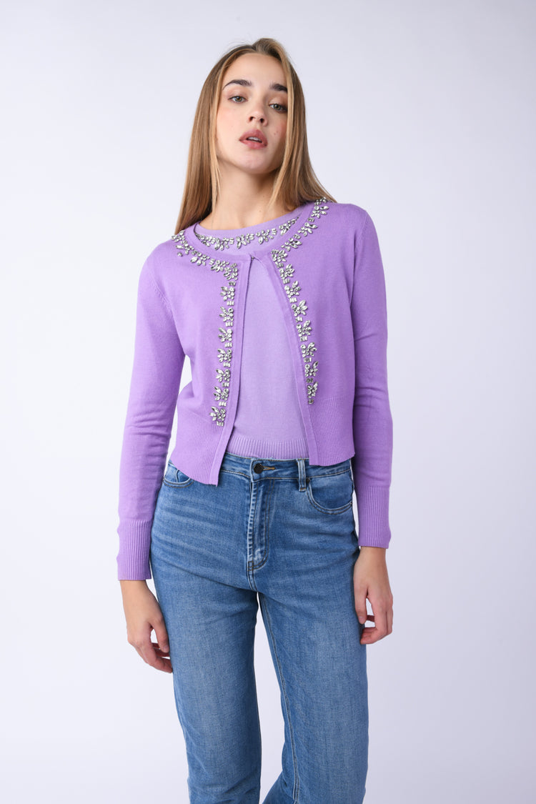 Cardigan con cristalli decorativi