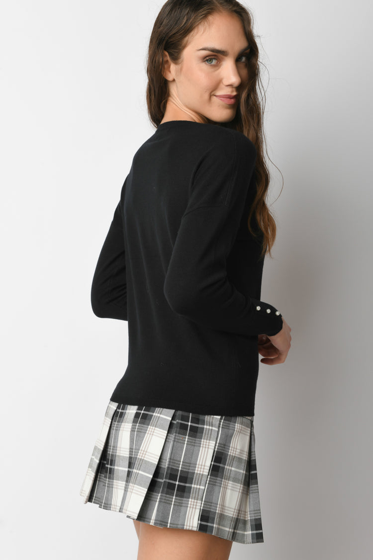 Pull con cuore, perle e strass